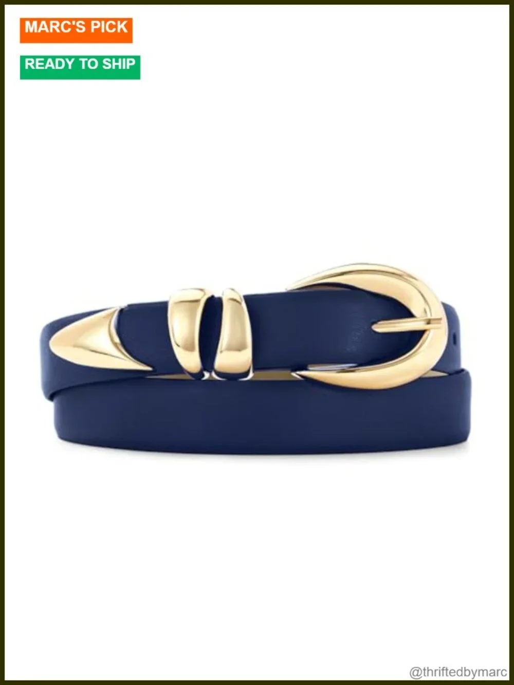 Faux Leather Belt with Gold Buckle for Jeans and Dresses